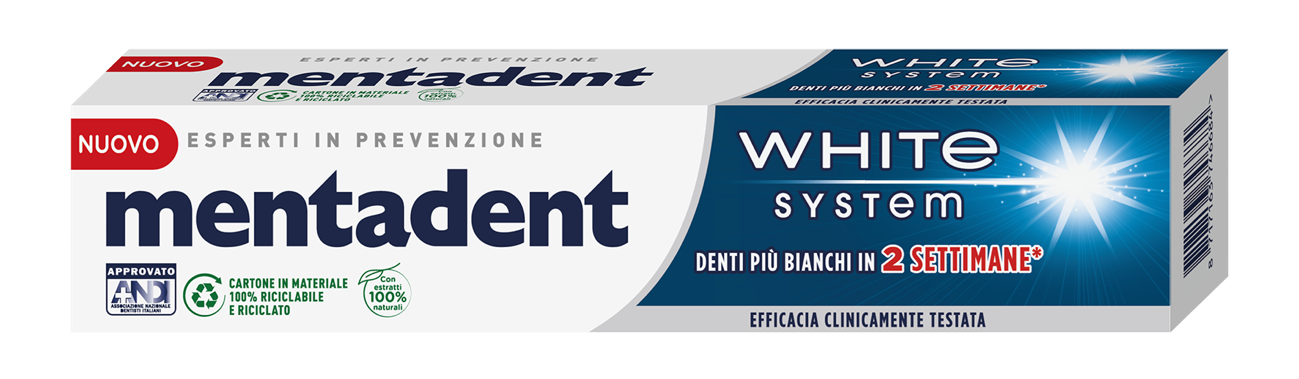 Pack Mentadent con logo a rilievo mediante utilizzo di un Punzone